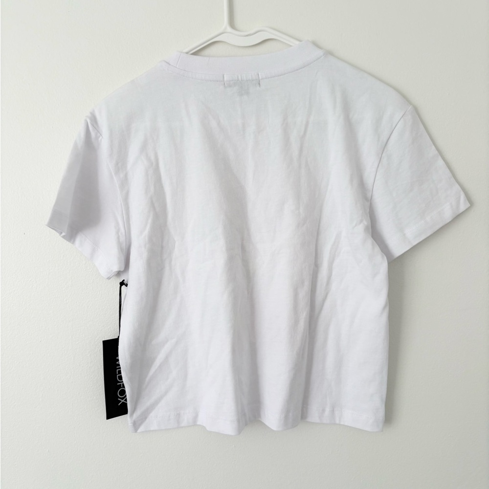 WILDFOX New White Gin Gimlet Graphic Cotton Oversized Cropped Tee Size XS - Picture 8 of 9